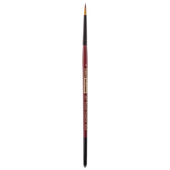 Creative Mark Ebony Splendor Short-Handled Synthetic Sable Paint Brush, Round # 4, Teijin Multi-Filament Hair, Handcrafted Synthetic Paint Brushes for Acrylic Painting, Watercolor Painting and More