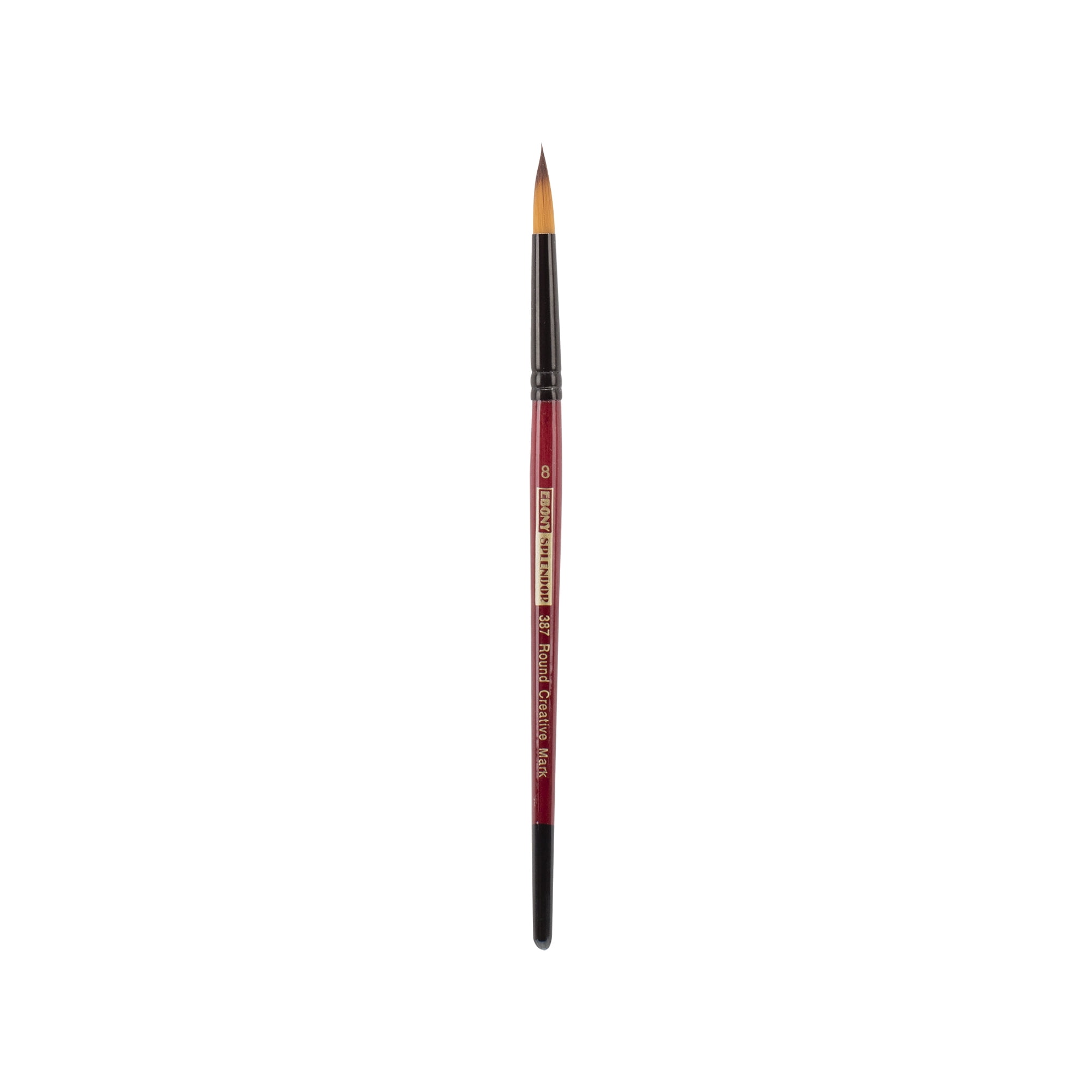 Creative Mark Ebony Splendor Short-Handled Synthetic Sable Paint Brush, Round # 8, Teijin Multi-Filament Hair, Handcrafted Synthetic Paint Brushes for Acrylic Painting, Watercolor Painting and More