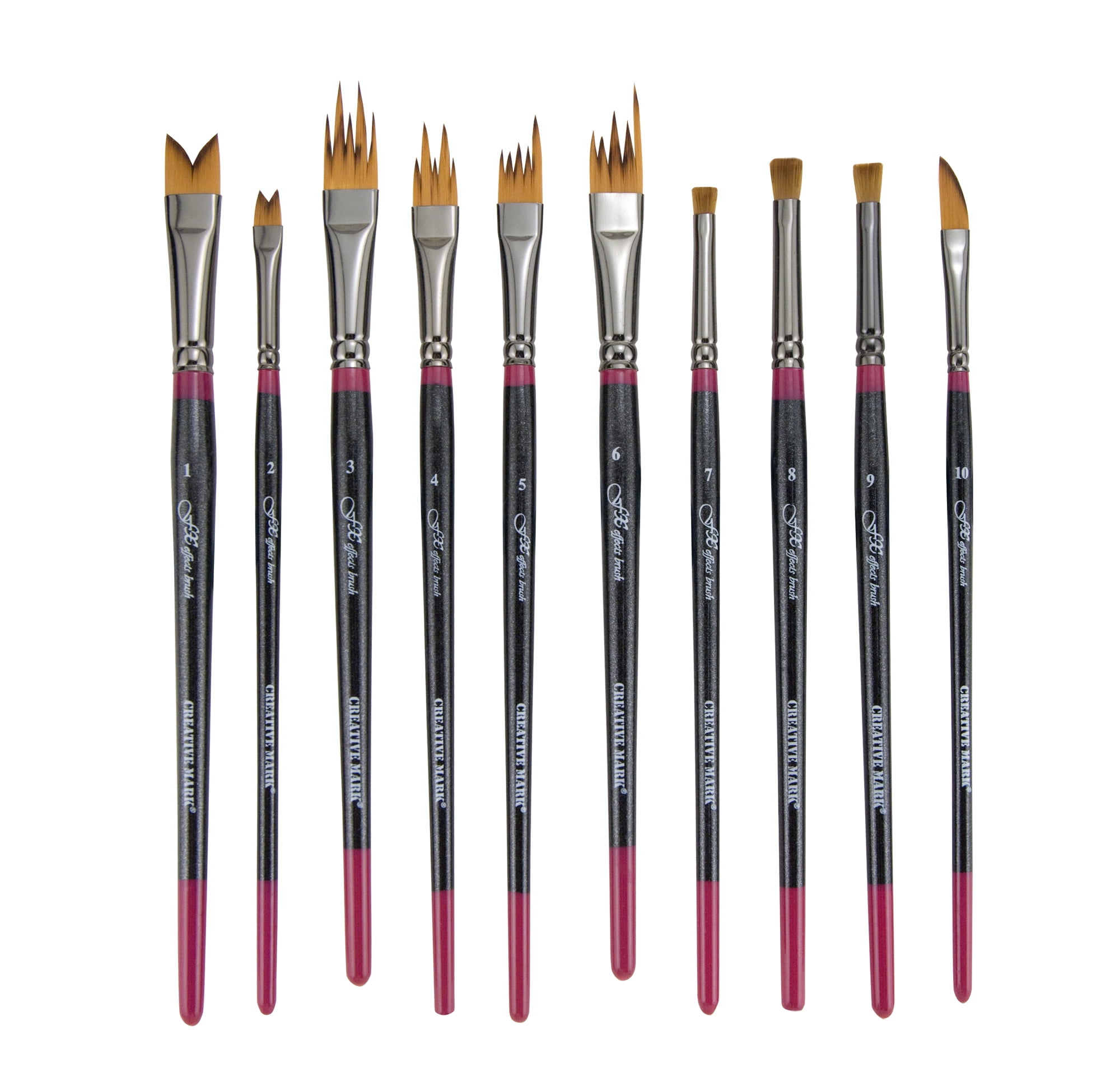 Creative Mark FX Special Effects Paint Brush Set Unique Ribbon, Multi-Line, Angular Dabber Style Professional Artist Paintbrushes for Watercolor, Thinned Acrylics \u0026 Oil Paint - Set of 10