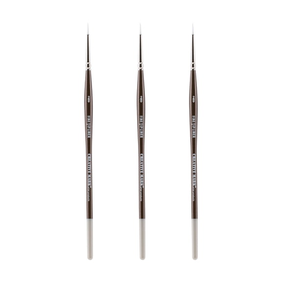 Creative Mark Fine Tip Liner Paint Brush Ultra Fine Detail Soft Hair Paint Brush For Watercolor, Gouache, Inks, Acrylic, Oils, Technical Artists, and Illustrators - [Size 2x0 - 3 Pack]