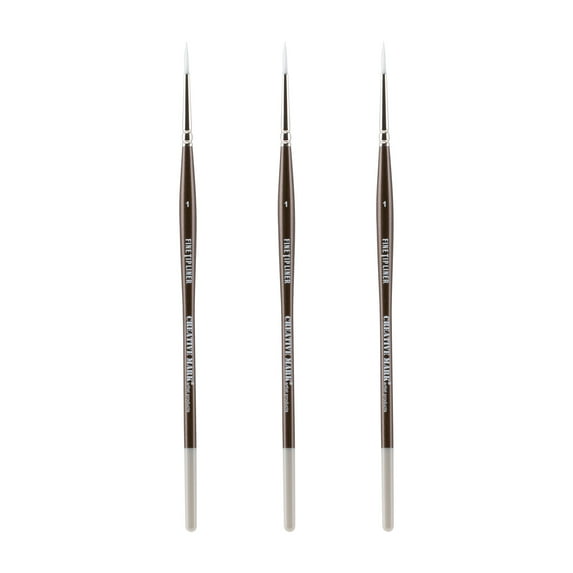 Creative Mark Fine Tip Liner Paint Brush Ultra Fine Detail Soft Hair Paint Brush For Watercolor, Gouache, Inks, Acrylic, Oils, Technical Artists, and Illustrators - [Size 1 - 3 Pack]
