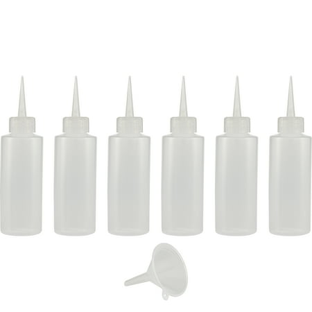 Creative Mark Flo Expressions Bottles and Funnel - Artist Paint Bottles Detailing Bottles Multipack w/ Funnel For Fine Lines and Small Details - [Pack of 6 - 30ml/1oz Bottles with Funnel]