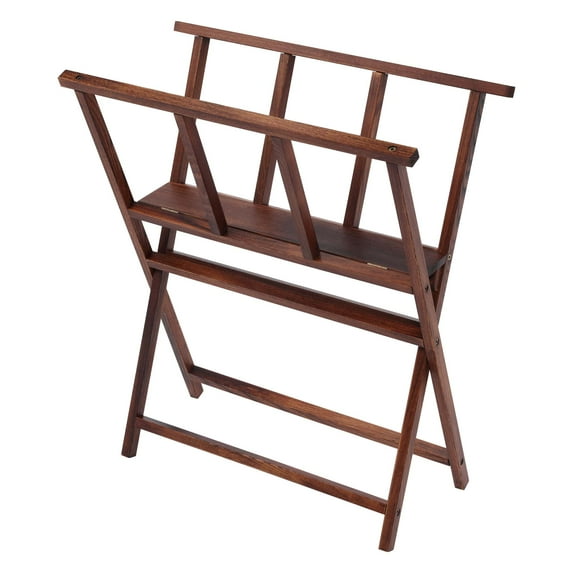 Creative Mark Folding Wood Print Rack, Walnut Finish, Book Display, Paint Storage, Art Drying Rack, 28" H × 16" L × 25.5" W, Holds 24" x 36" Artwork, Folds for Easy Storage