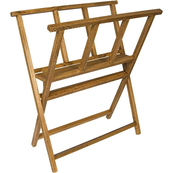Creative Mark Folding Wood Large Print Rack - Perfect for Display of Canvas, Art, Prints, Panels, Posters, Art Gallery Shows, Storage Rack - [Walnut Stain Finish]