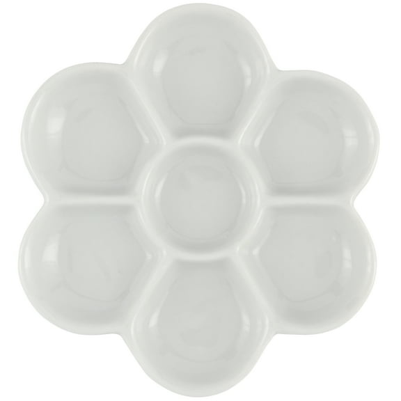 Creative Mark Glazed Flower Palette Porcelain Paint Palette Tray for Watercolor, Gouache, Color-Mixing - Paint Tray for artists - 1 Pack