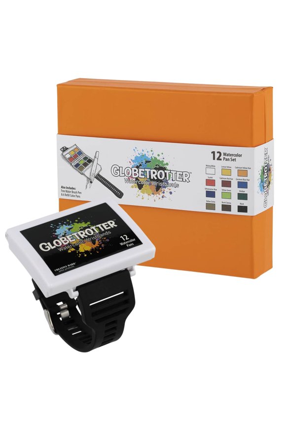 Globetrotter Watercolor Wristbands - Beautiful Watercolor Palette Held on Your Wrist! - Pan Set of 12