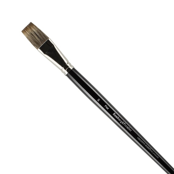 Creative Mark Hamburg Premiere Professional Oil Painting Brushes - Flat #20 Oil Paint Brush - Handmade in Germany, Natural & Synthetic Hair Blend, Long Triple-Lacquered Birch Handle