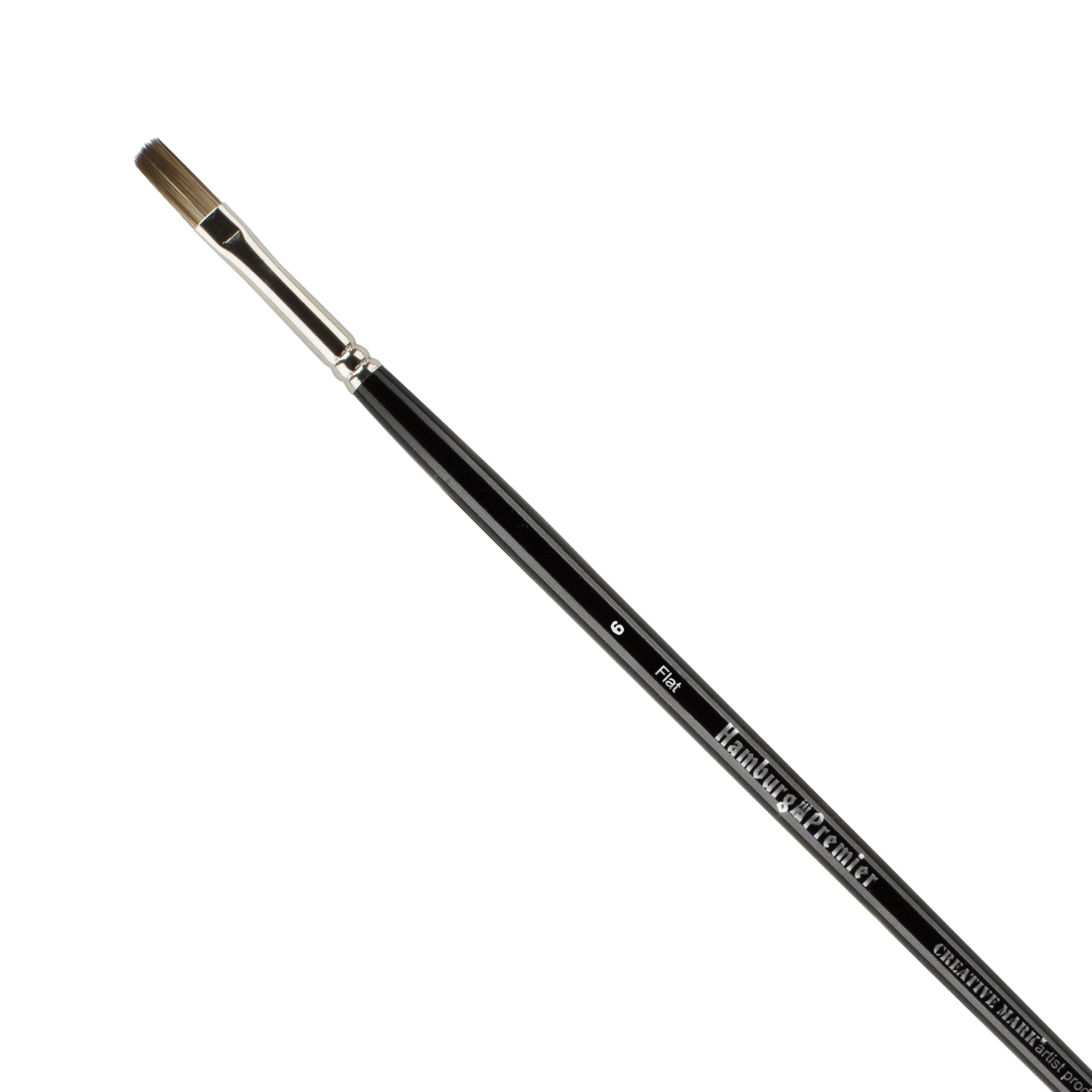 Creative Mark Hamburg Premiere Professional Oil Painting Brushes - Flat #6 Oil Paint Brush - Handmade in Germany, Natural & Synthetic Hair Blend, Long Triple-Lacquered Birch Handle