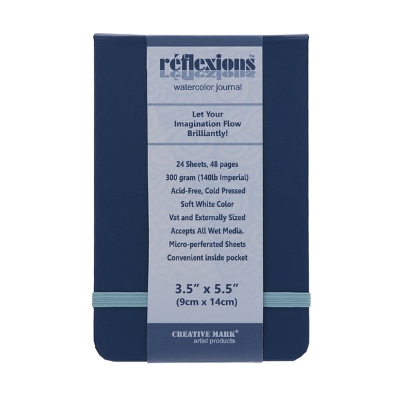 Creative Mark Hard Leather Bound Field Sketch Book [48 Pages - 3.5 x 5.5"] with Elastic strap, Ideal for Artist, Micro Perforated White Papers, Perfect for Dry Media and Drawing