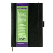 Creative Mark Hard Leather Bound Sketchbook [160 Pages - 5 x 7"], Black Embossed Leatherette Journal, Acid-Free Paper, Perfect for Dry Media, Drawing With Elastic Pen Loop & Page Keeper Ribbon