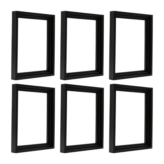 Creative Mark Illusions Floater Canvas Frame for 1-1/2" Deep Canvases, Black 11x14", 6 Pack - Floating Canvas Art Illusion - No Glass or Backing, Gallery Wall Display, Black Interior