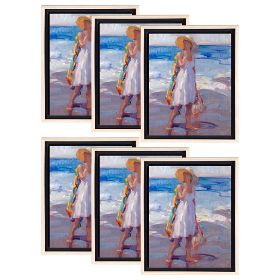Creative Mark Illusions Floater Canvas Frame for 1-1/2" Deep Canvases, Natural 11x14", 6 Pack - Floating Canvas Art Illusion - No Glass or Backing, Gallery Wall Display, Black Interior