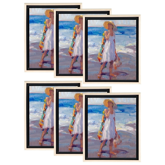 Creative Mark Illusions Floater Canvas Frame for 1-1/2" Deep Canvases, Natural 14x18", 6 Pack - Floating Canvas Art Illusion - No Glass or Backing, Gallery Wall Display, Black Interior