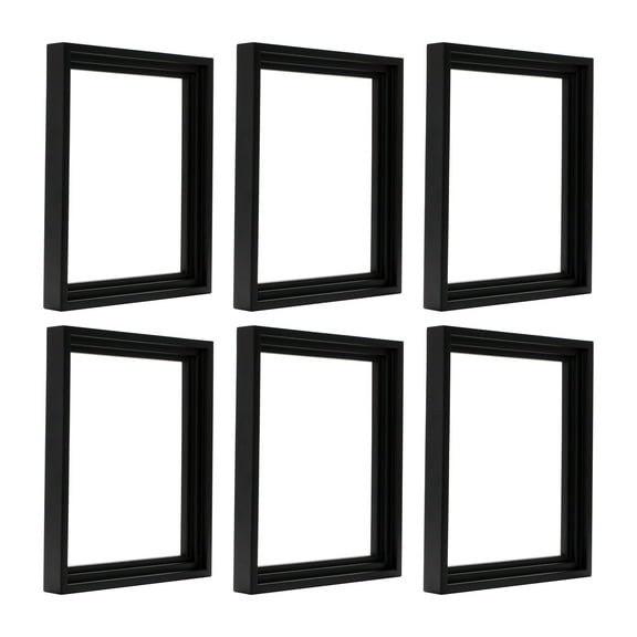 Creative Mark Illusions Floater Canvas Frame for 1-1/2" Deep Canvases, Black 6x6", 6 Pack - Floating Canvas Art Illusion - No Glass or Backing, Gallery Wall Display, Black Interior
