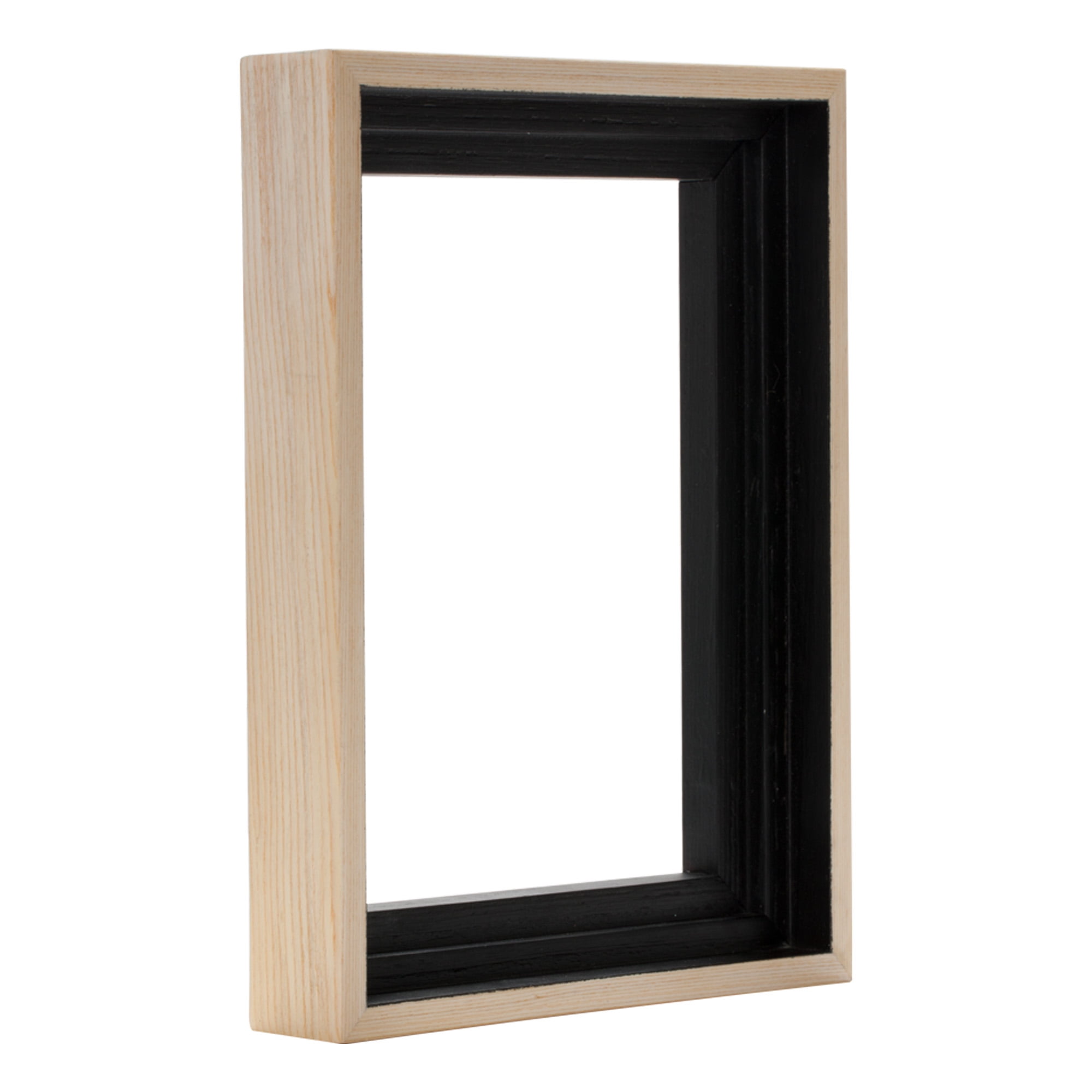Natural Wood 6x6" Floating Canvas Frame with Black Interior