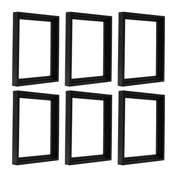 Creative Mark Illusions Floater Canvas Frame for 1-1/2" Deep Canvases, Black 9x12", 6 Pack - Floating Canvas Art Illusion - No Glass or Backing, Gallery Wall Display, Black Interior