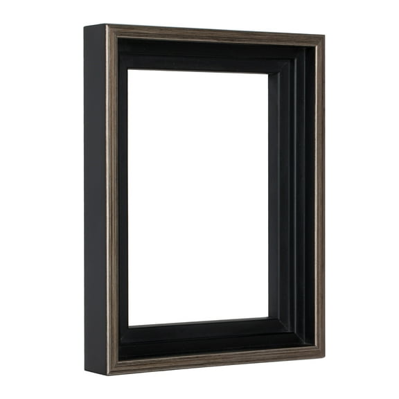 Creative Mark Illusions Floater Frame For 3/4" Deep Canvases - 11x14" Antique Silver/Black - No Glass or Backing - Wood Composite Floating Illusion Frame for Canvas Paintings- With Hanging Hardware