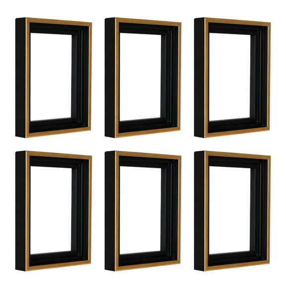 Creative Mark Illusions Floater Frame For 3/4" Deep Canvases - 12x12" Antique Gold/Black - No Glass or Backing - Wood Composite Floating Illusion Frame for Canvas Paintings- With Hanging Hardware