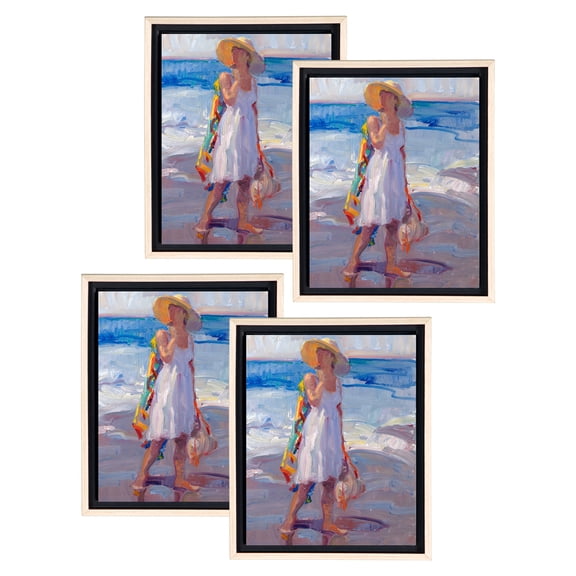 Creative Mark Illusions Floater Frame For 3/4" Deep Canvases - 24x30" Natural - Set of 4 - For Galleries & Home Decor - Wood Float Frame for Canvas Paintings- Complete Hanging Hardware