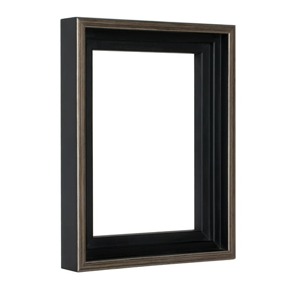 Creative Mark Illusions Floater Frame For 3/4" Deep Canvases - 24x36" Antique Silver/Black - No Glass or Backing - Wood Composite Floating Illusion Frame for Canvas Paintings- With Hanging Hardware