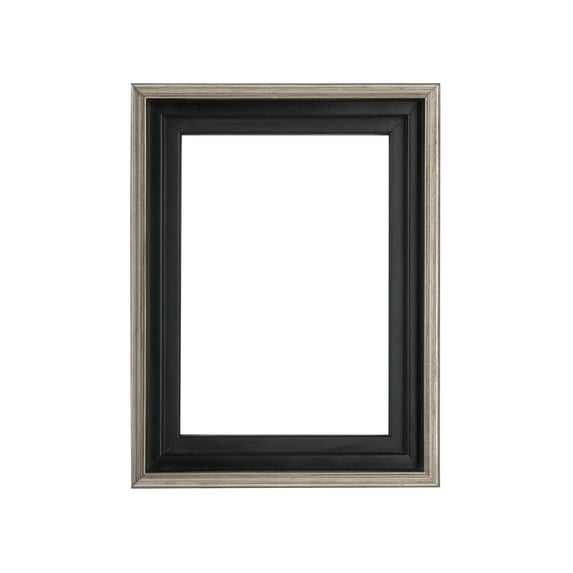 Creative Mark Illusions Floater Frame For 3/4" Deep Canvases- 9x12" Antique Silver/Black - No Glass or Backing- Wood Composite Floating Illusion Frame for Canvas Paintings- With Hanging Hardware