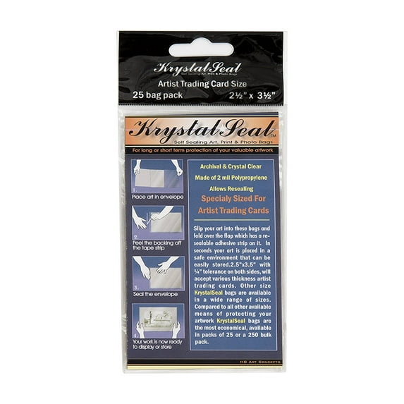 Creative Mark Krystal Seal ATC Art and Photo Bags - Archival Polyethylene Sealing Bags for Paintings, Artwork and Photo Storage - 2.5 x 3.5"- Pack of 25
