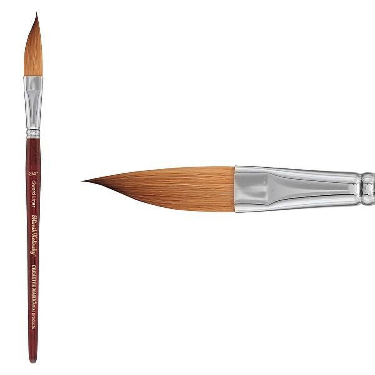 Creative Mark Black Knight Artist Liner Brush, Synthetic Short Handle  Watercolor Paint Brush, 1/4in Sword Liner