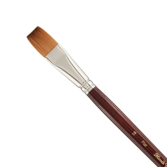 Creative Mark Mimik Kolinsky Watercolor Brush - # 18 Flat - Long Handle Synthetic Paint Brush - Handmade in Germany - Synthetic Sable Paint Brushes for Professional Artists - Animal-Friendly