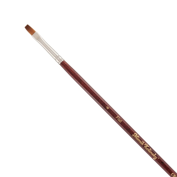 Creative Mark Mimik Kolinsky Watercolor Brush - # 4 Flat - Long Handle Synthetic Paint Brush - Handmade in Germany - Synthetic Sable Paint Brushes for Professional Artists - Animal-Friendly
