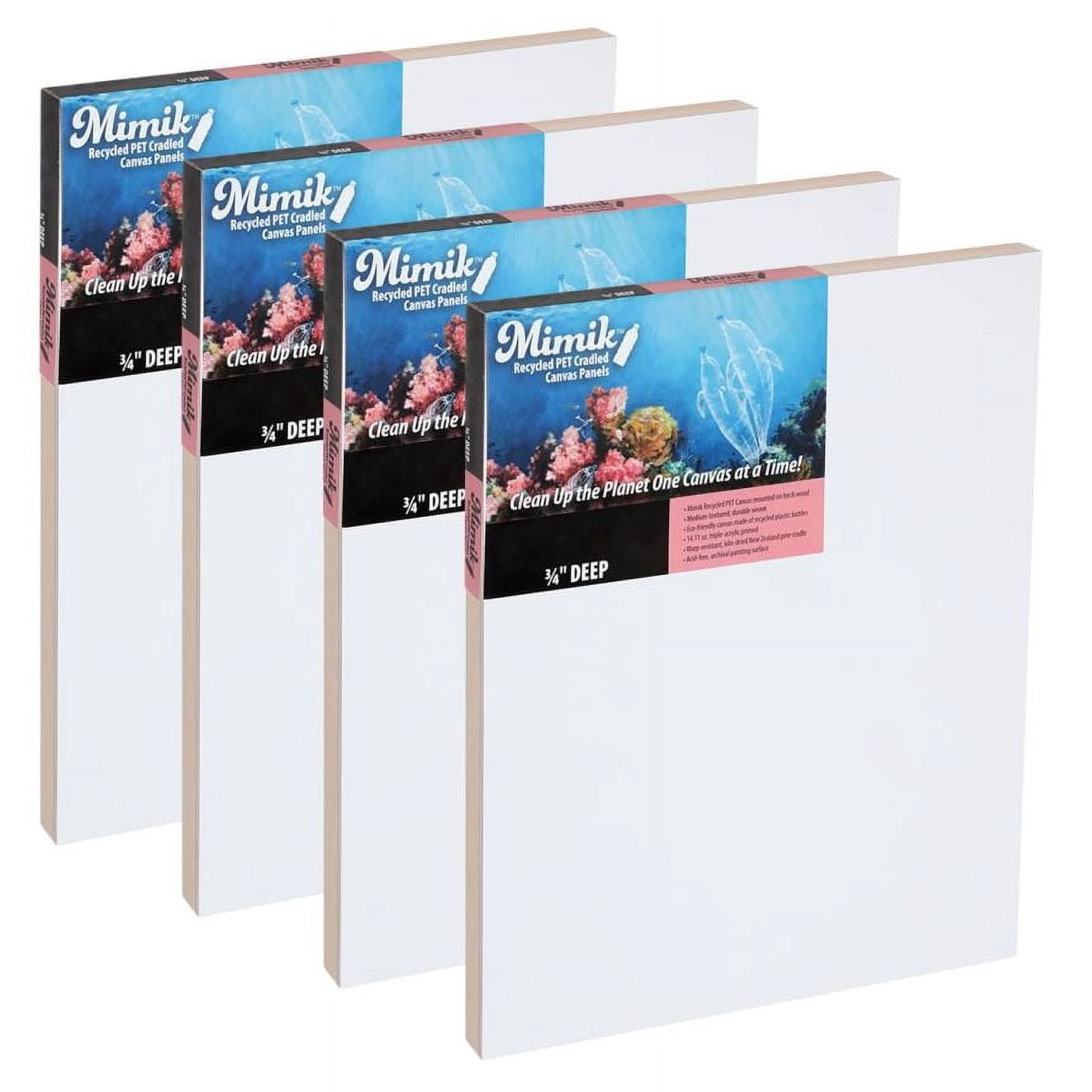 Creative Mark Mimik Recycled PET Cradled Canvas Panel 3/4" Depth - 12x16" Pack of 4 - Medium-Textured Painting Board for Eco-Conscious Artists, 14.11 oz Triple-Acrylic-Primed Weight Mounted Canvas
