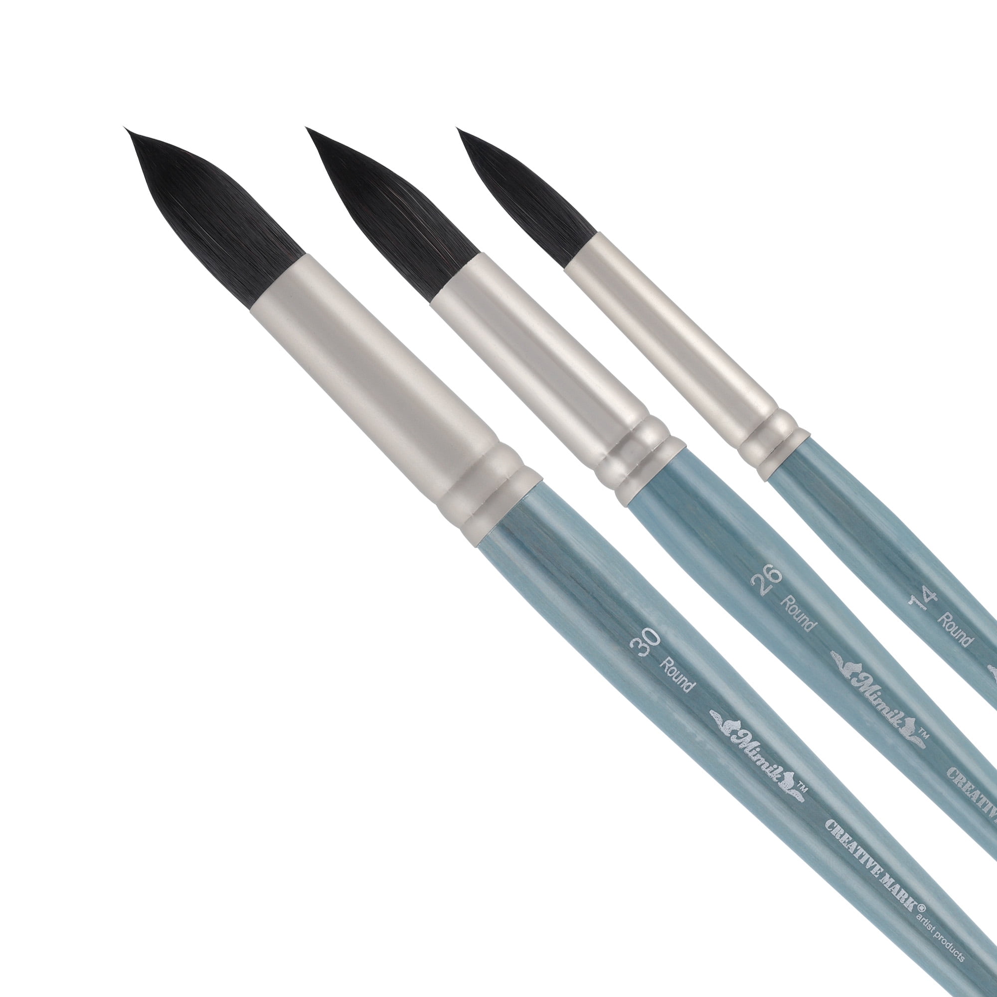 Creative Mark Mimik Professional Watercolor Brushes - XL Round Set of 3  - Synthetic Squirrel Hair - Natural Bristle Artist Brushes for Watercolors, Gouache & Acrylics - Imitates Natural Squirrel and