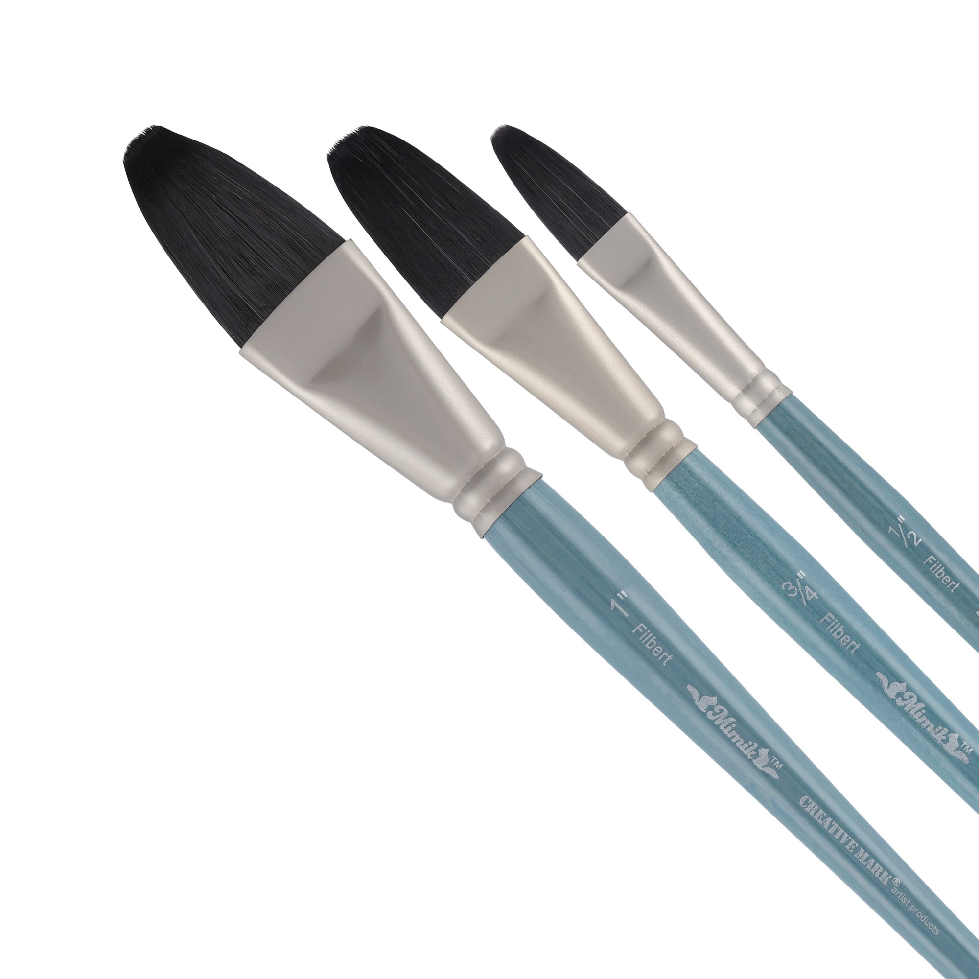 Mimik Professional Watercolor Brushes - Filbert Set of 3  - Synthetic Squirrel Hair - Natural Bristle Artist Brushes for Watercolors, Gouache & Acrylics - Imitates Natural Squirrel and Sable Hair