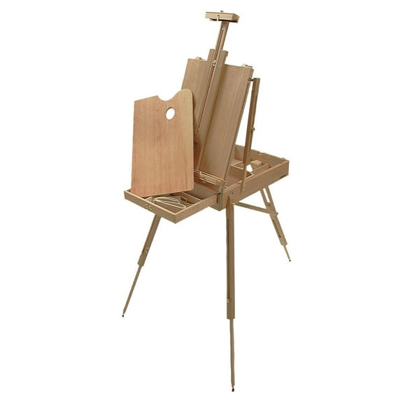 Monet French Easel for Painting - Art Stand with Pull Out Sketch Drawer, Wooden Palette & Linen Straps, Beechwood Tabletop, Holds 32" Canvases, No Assembly, Weighs 14 lbs