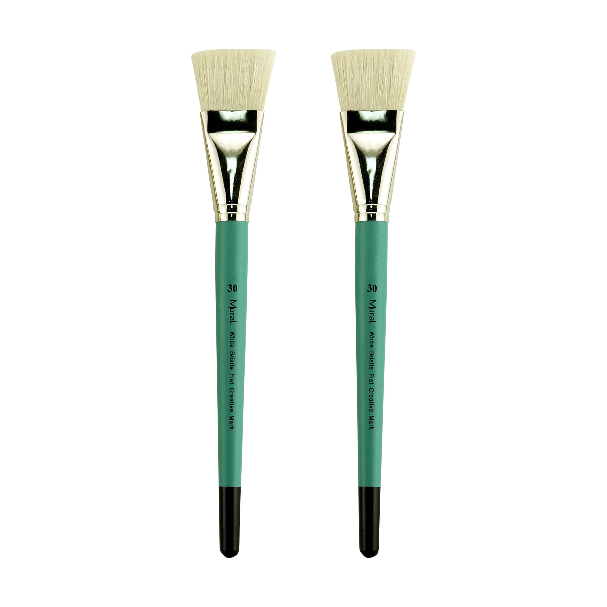 Creative Mark Art Supplies Large Mural Natural Hog Bristle Paint Brush - Flat #30 - 2 Pack - Artist Supplies for Acrylics, Watercolors, and Oils - Durable, Resilient, Seamless Ferrules