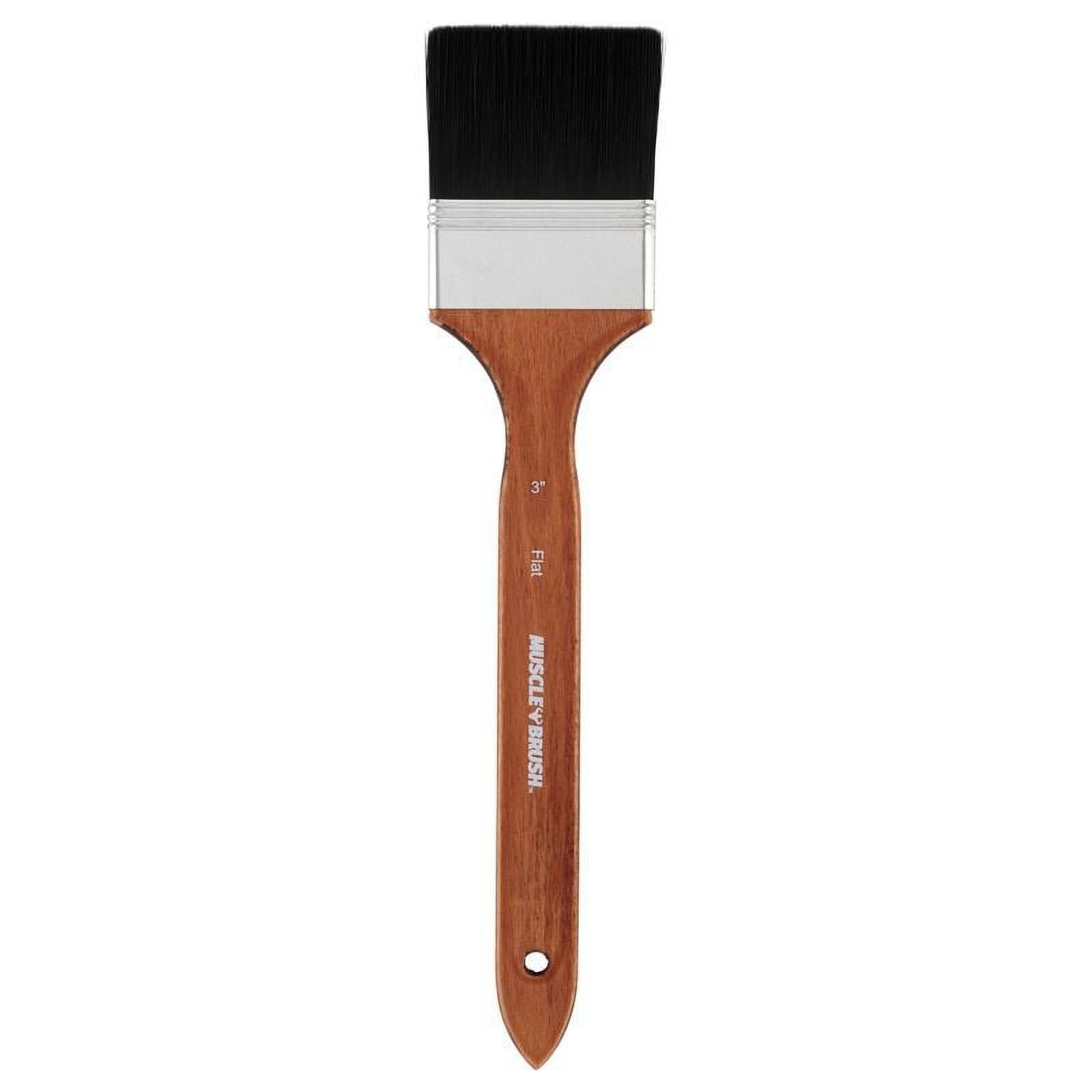 Creative Mark Muscle Brushes - Professional Brushes for Artists & Painting with Synthetic Hair for Any Surface - Long Handle Flat 3in