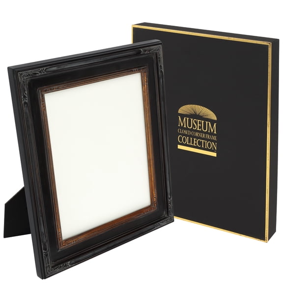 Creative Mark Museum Collection Nouveau Black/Gold Picture Frame,10-Pack, 8x10" Antique Style Ornate Tabletop Frames, Solid Wood with Hand-Finished Gesso, Easel Stand for Table or Wall Use, Gift Box