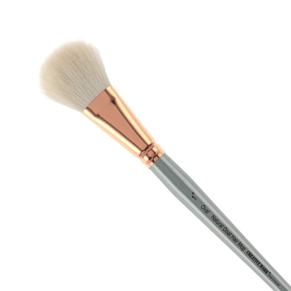 Creative Mark Goat Hair Mop Brush - 1" Oval, Natural Goat Hair for Watercolor, Oil, Acrylic & Makeup Blending – Ultra‑Soft White Hair  – Short‑Handle, High‑Absorbency Artist Mop