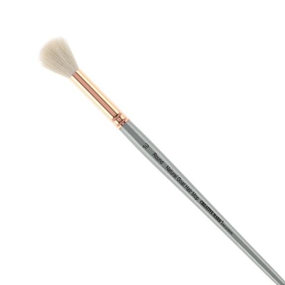 Creative Mark Goat Hair Mop Brush - # 10 Round, Natural Goat Hair for Watercolor, Oil, Acrylic & Makeup Blending – Ultra‑Soft White Hair  – Short‑Handle, High‑Absorbency Artist Mop