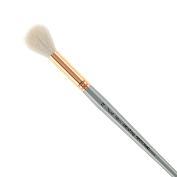 Creative Mark Goat Hair Mop Brush - Set of 2, # 12 Round, Natural Goat Hair for Watercolor, Oil, Acrylic & Makeup Blending – Ultra‑Soft White Hair  – Short‑Handle, High‑Absorbency Artist Mop