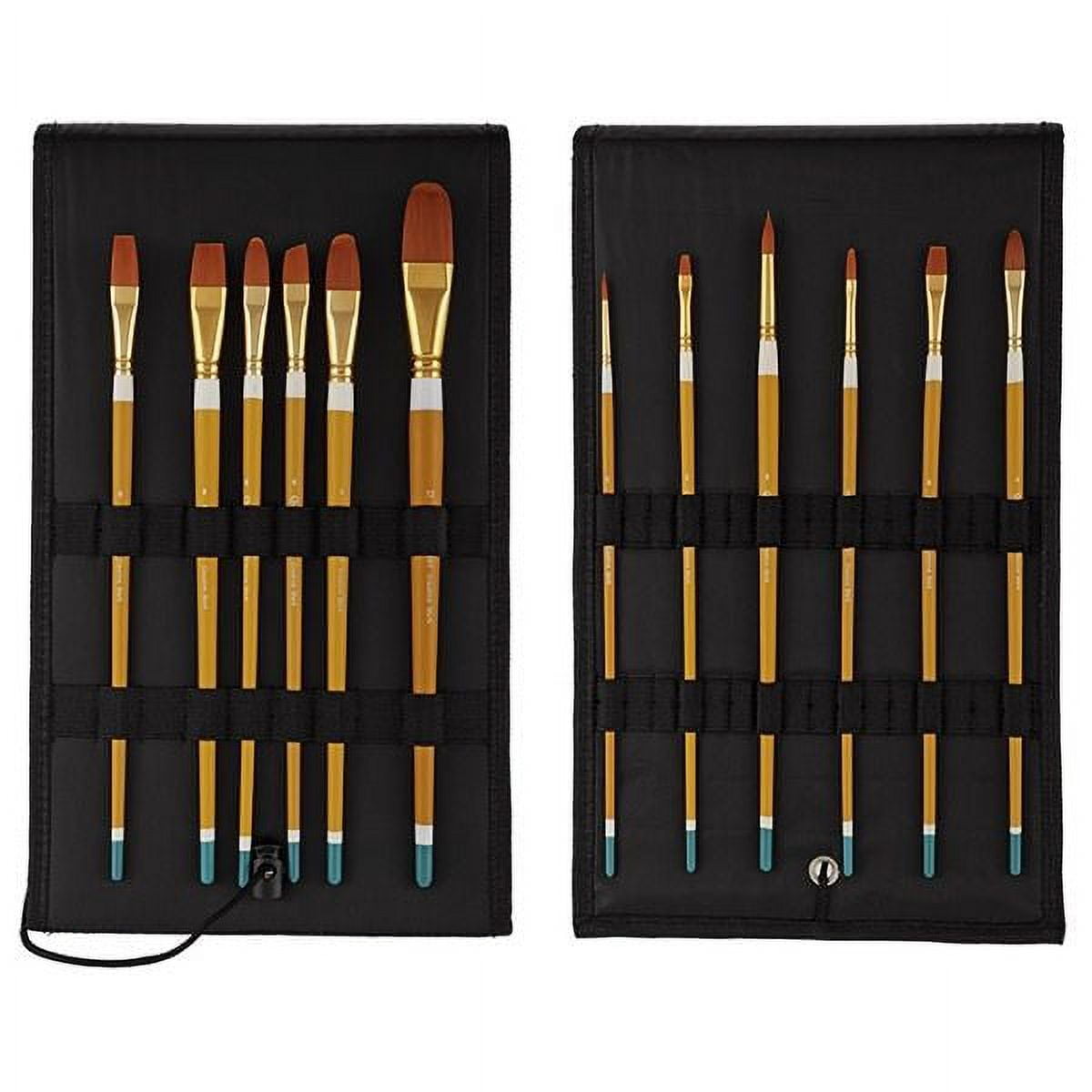 Creative Mark Artist Staccato Paint Brush Set of 8, Short Handle Paintbrushes for Acrylics, Watercolor & Gouache, Includes Organizer Traveling Case