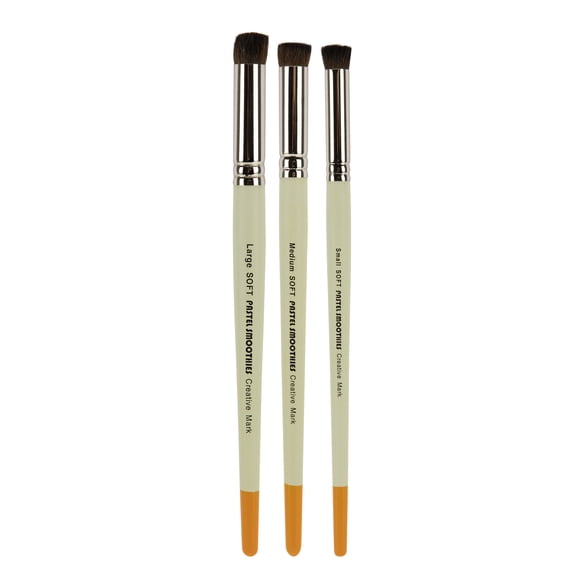 Creative Mark Pastel Smoothies Soft | Set of 3 - Paintbrush for Pastel Blending Bristle & Nylon Hair for Blending on Rough Surfaces Short Handle Lacquered Wood Handles