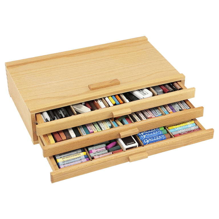 US Art Supply Artist Wood Pastel Pen Marker Storage Box with Drawer(s) (Large Tool Box)