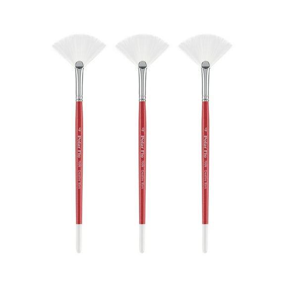 Creative Mark Polar Flo Professional Watercolor Brushes - Fan 4 - 3 Pack - Short Handle, Nickel-Plated Seamless Brass Ferrule - Art Paint Brushes for Acrylic Painting, Watercolor, Gouache, and More