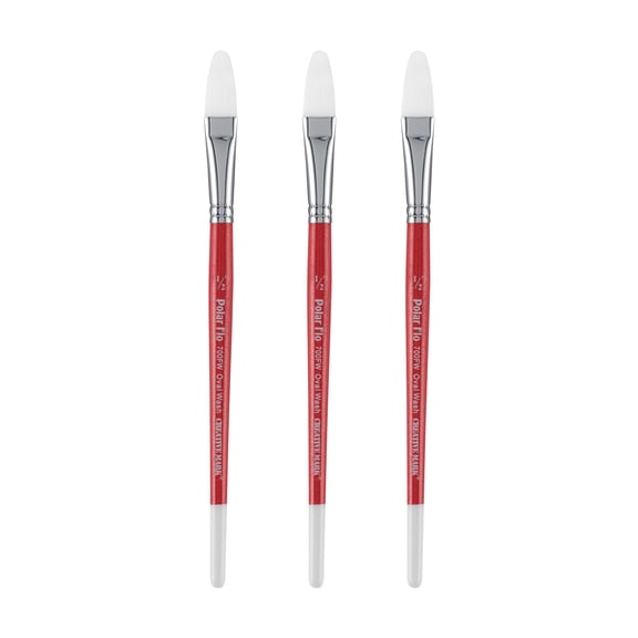 Creative Mark Polar Flo Professional Watercolor Brushes - Filbert 1/2" - 3 Pack - Short Handle, Nickel-Plated Seamless Brass Ferrule - Art Paint Brushes for Acrylic Painting, Watercolor, Gouache, and