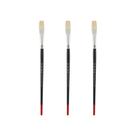 Creative Mark Powercryl Ultimate Acrylic Paint Brushes - Flat #10 Set of 3, Artist Paint Brushes, 3 Diameters of Synthetic Hair Filament, Fine Control of Heavy Acrylics, Water Soluble Oils, and More
