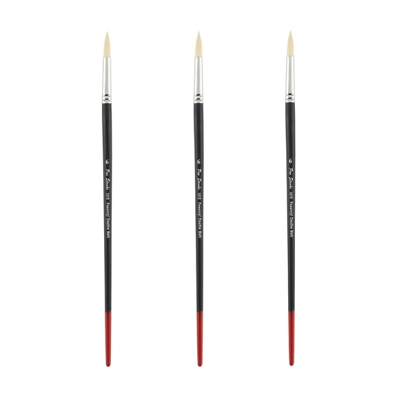 Creative Mark Powercryl Ultimate Acrylic Paint Brushes - Round #6 Set of 3, Artist Paint Brushes, 3 Diameters of Synthetic Hair Filament, Fine Control of Heavy Acrylics, Water Soluble Oils, and More