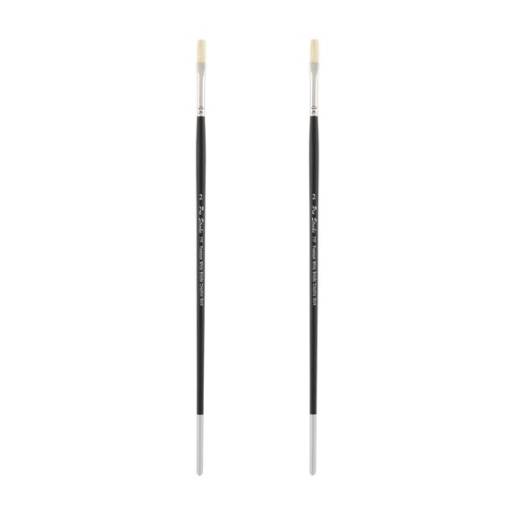 Creative Mark Pro Stroke Premium White Chungking Hog Bristle Artist Paint Brush - Flat # 2 - 2 Pack - Natural Bristle Brush w/ Great Control Suitable for Oils, Watercolors, Acrylics, Alkyds, Caseins