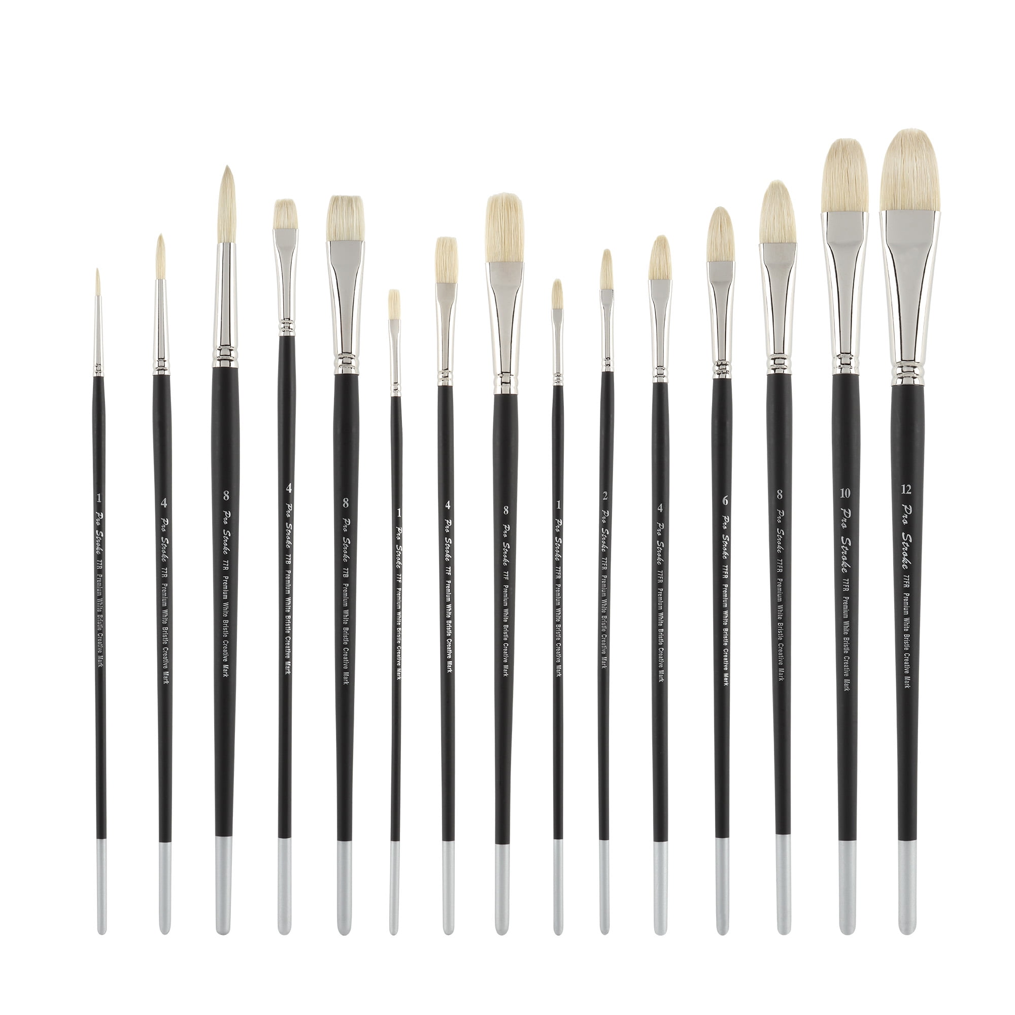 Creative Mark Pro Stroke Premium White Chungking Hog Bristle Artist Paint Brush - Value Set of 15- 2 Pack- Natural Bristle Brush w/ Great Control for Oils, Watercolors, Acrylics, Alkyds, Caseins