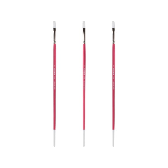 Creative Mark Pro White Soft Filament Acrylic Paint Brushes - Flat Size 3, Set of 3 - Versatile Synthetic Brushes for Acrylic Painting , Gouache, Oils & Caseins