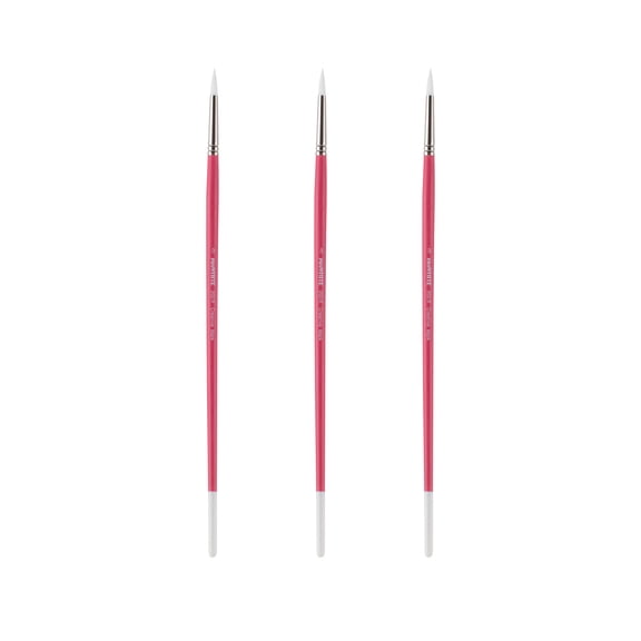 Creative Mark Pro White Soft Filament Acrylic Paint Brushes - Round Size 3, Set of 3 - Versatile Synthetic Brushes for Acrylic Painting , Gouache, Oils & Caseins